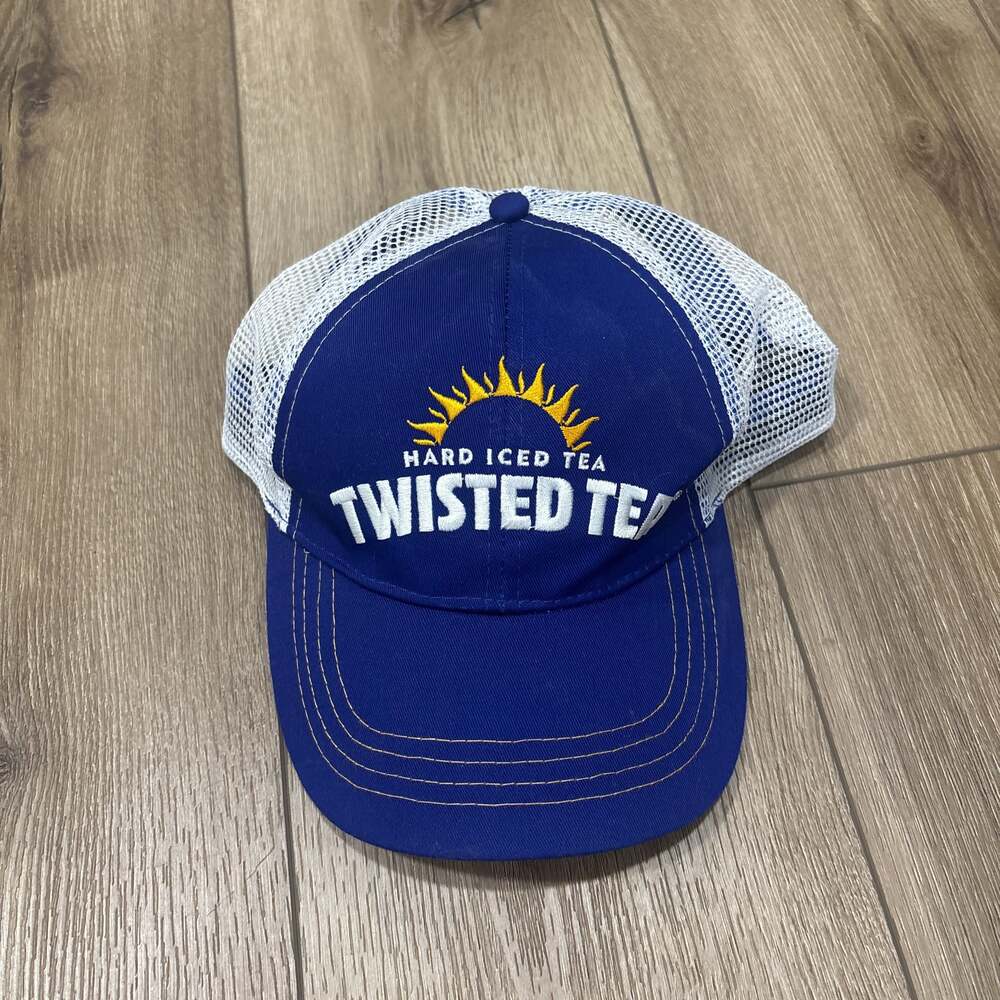 Twisted Tea Hat Cap Unisex Adult Trucker Mesh Blue Hard Ice Tea Blue Yellow